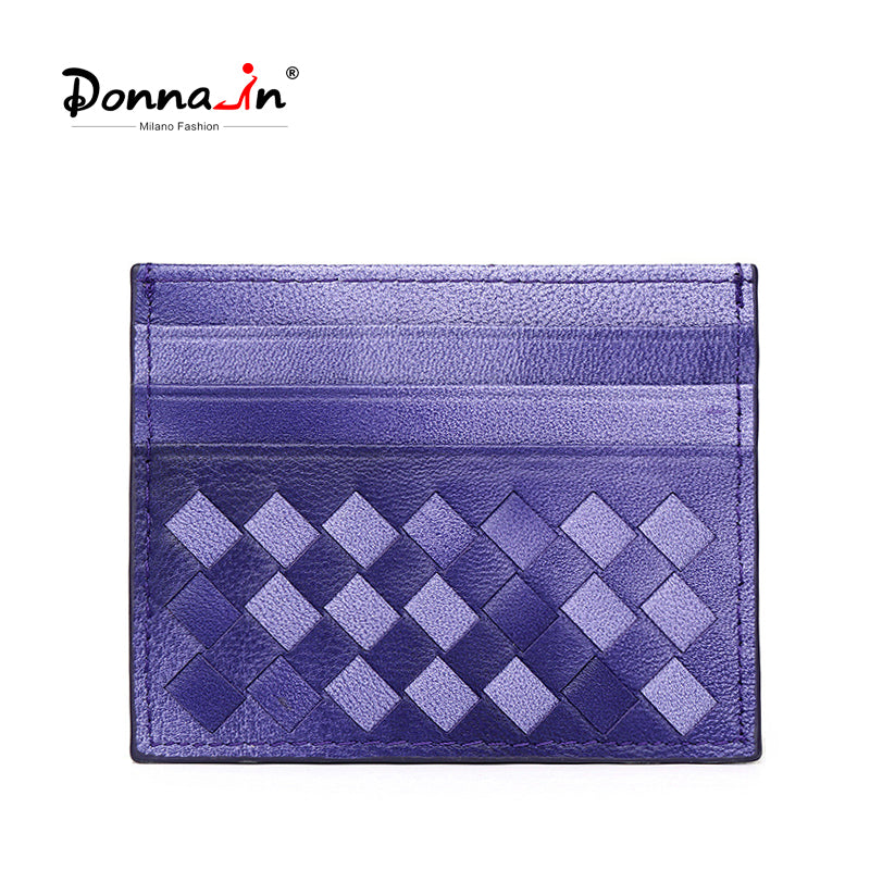 Mixed Colors Woven Sheepskin Card Holder