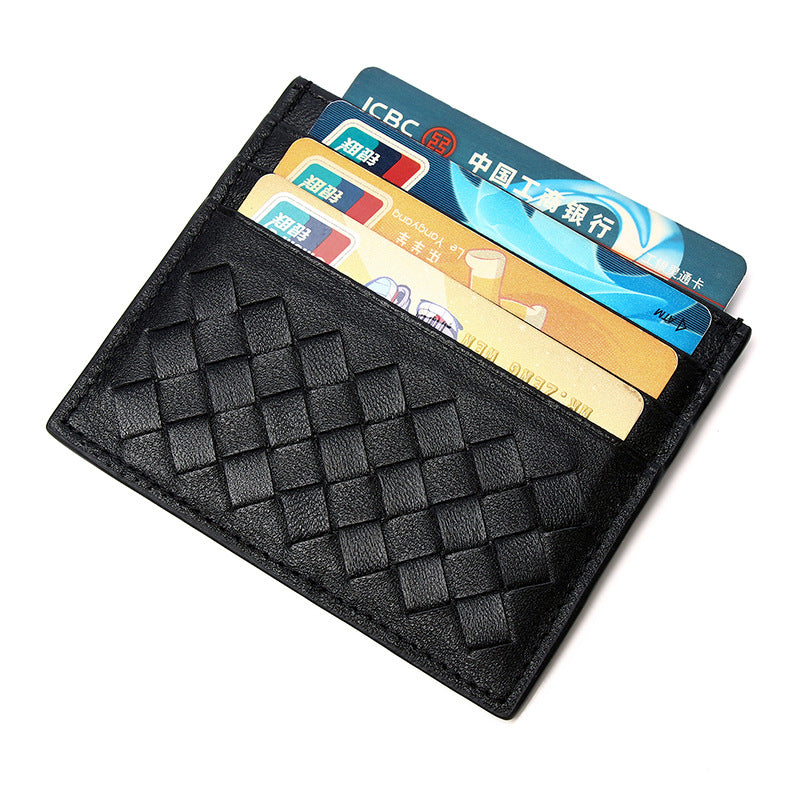 Mixed Colors Woven Sheepskin Card Holder