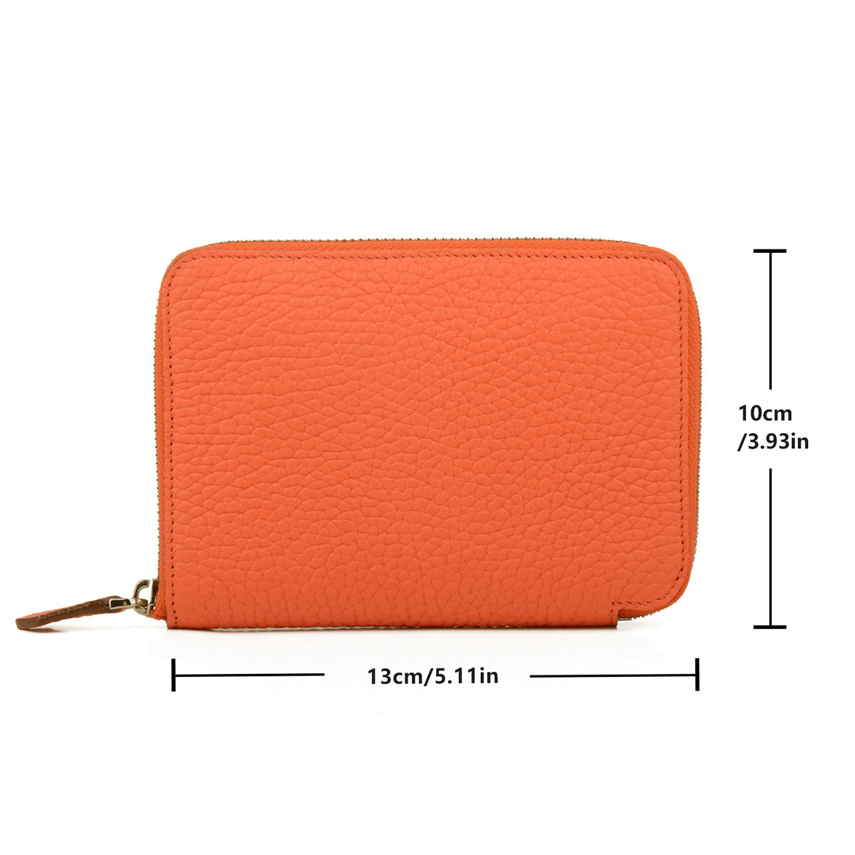 DONNAIN Leather Minimalist Slim Wallets For Women Trendy Orange Purse With Zipper