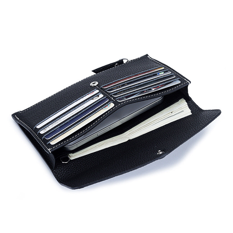 Genuine Leather Long Wallet Women Wrist Handbag Clutch Bag