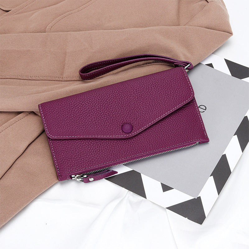 Genuine Leather Long Wallet Women Wrist Handbag Clutch Bag