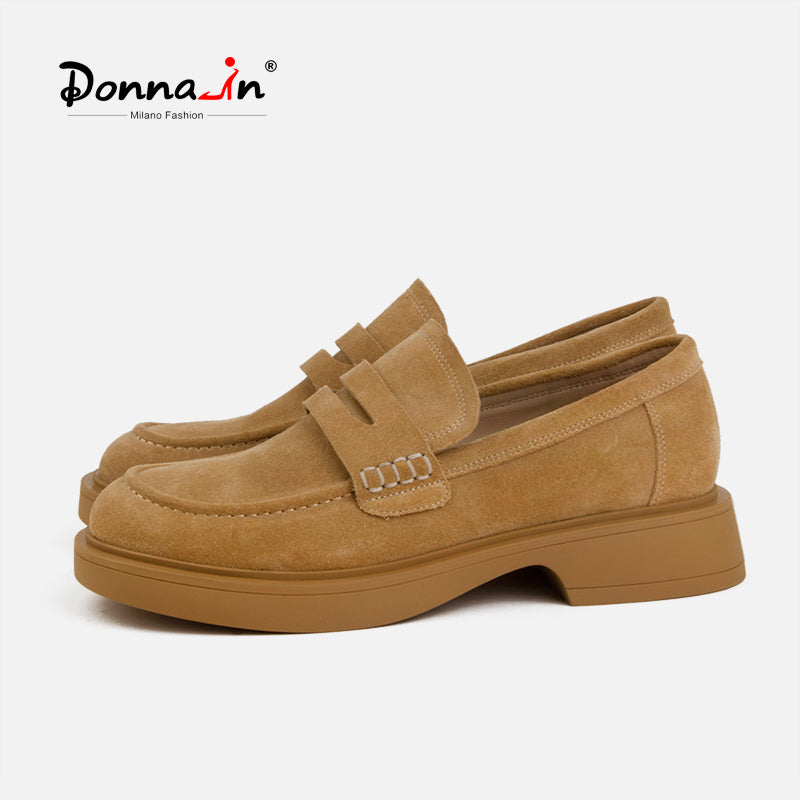 Platform Chunky Heels Loafer For Women Maillard Style