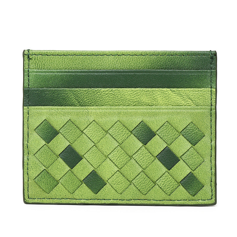 Mixed Colors Woven Sheepskin Card Holder