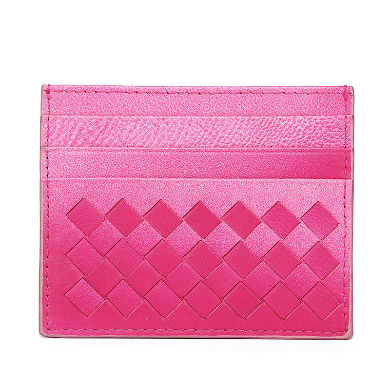 Mixed Colors Woven Sheepskin Card Holder