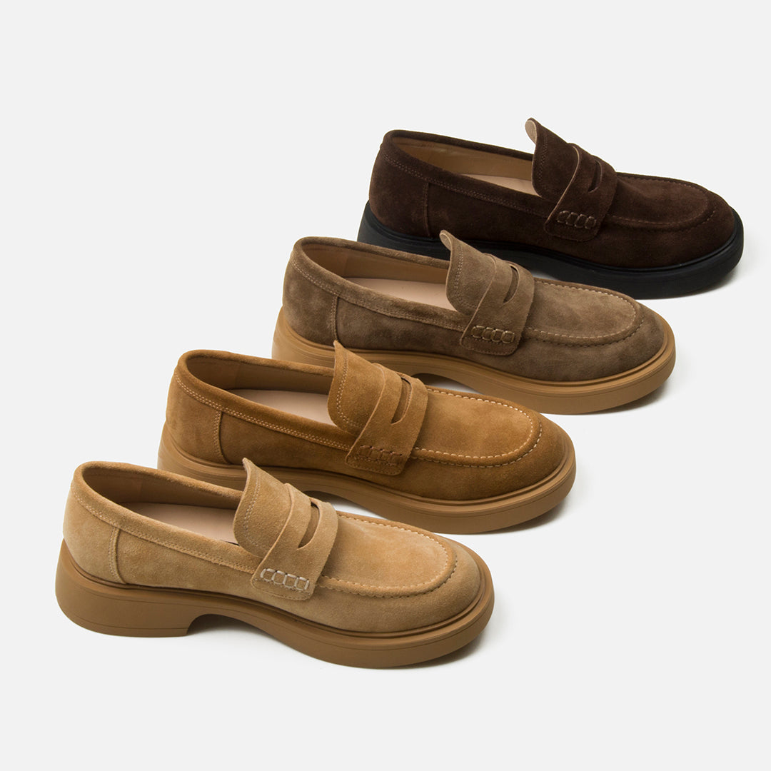 Platform Chunky Heels Loafer For Women Maillard Style