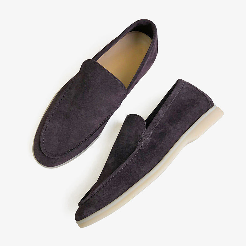 Haze Blue Suede Leather Penny Loafers