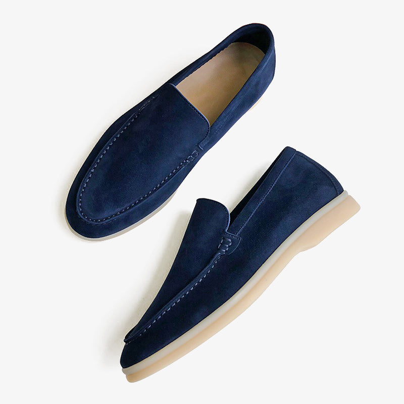 Haze Blue Suede Leather Penny Loafers