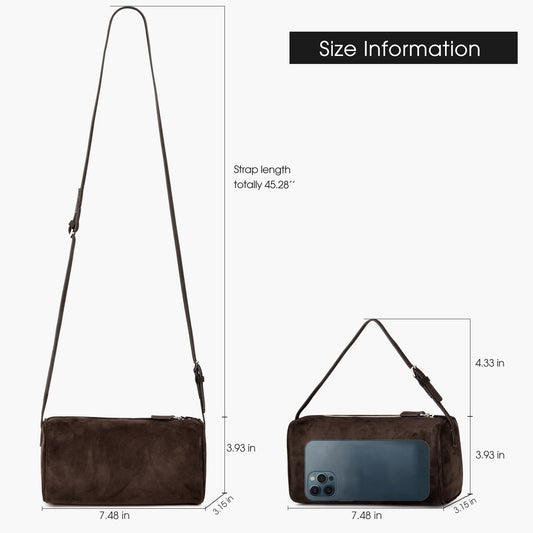 Coffee Suede Mini Crossbody Bags