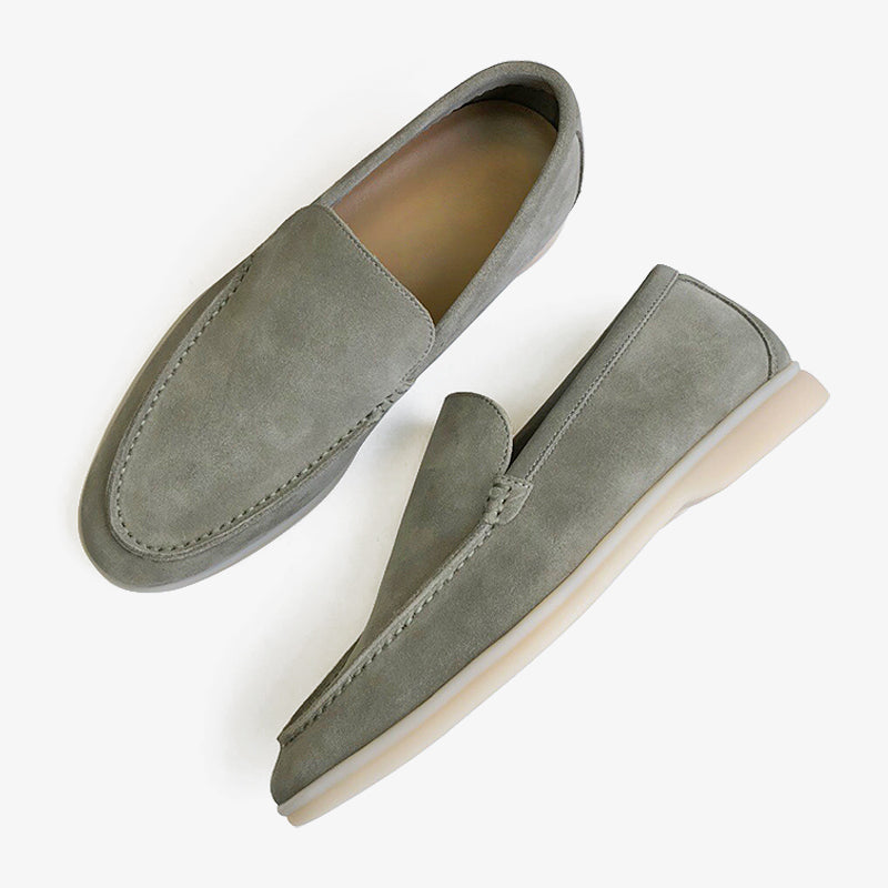 Haze Blue Suede Leather Penny Loafers