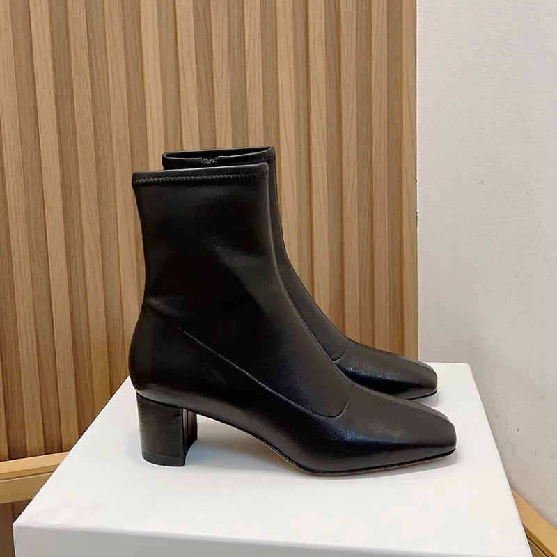 Soft Sheepskin Leather Ankle Boots