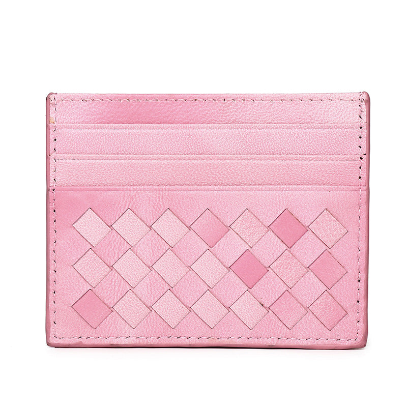 Mixed Colors Woven Sheepskin Card Holder
