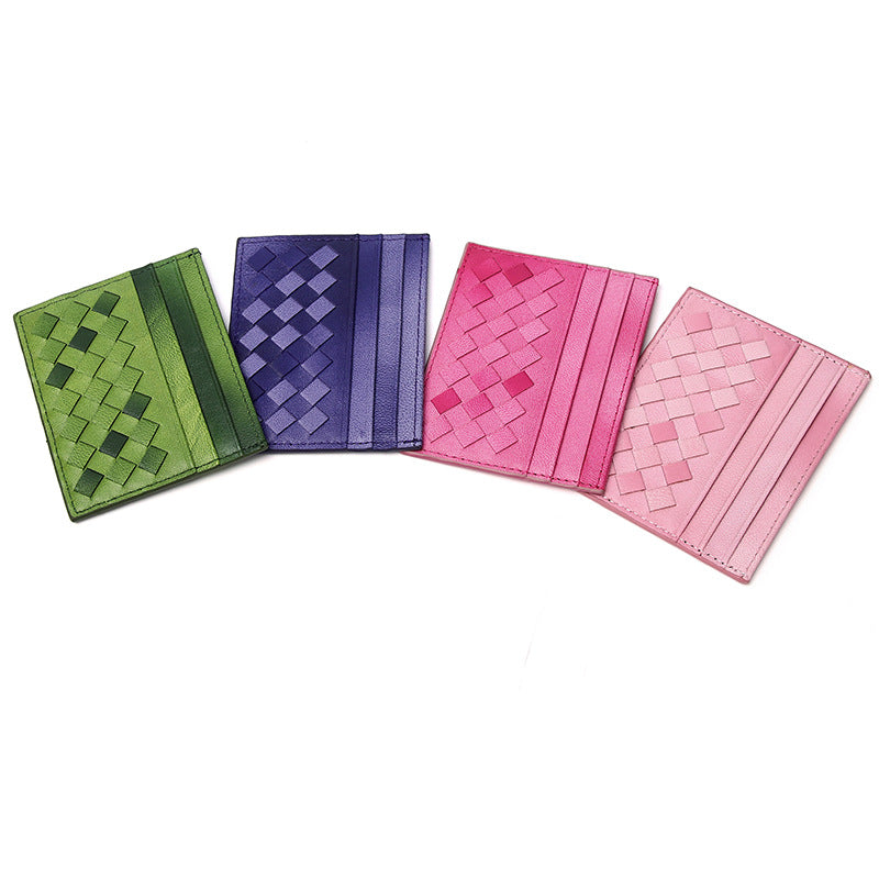 Mixed Colors Woven Sheepskin Card Holder