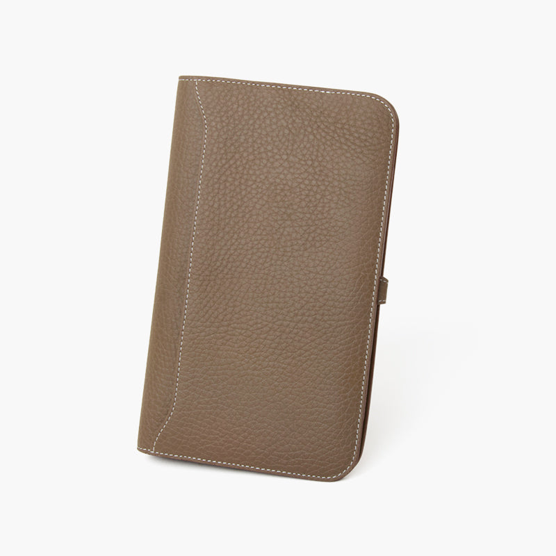 Taupe Genuine Leather Long Wallet Women