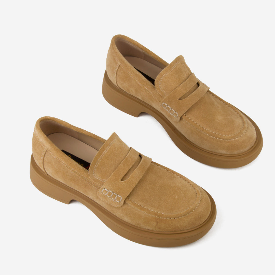Platform Chunky Heels Loafer For Women Maillard Style