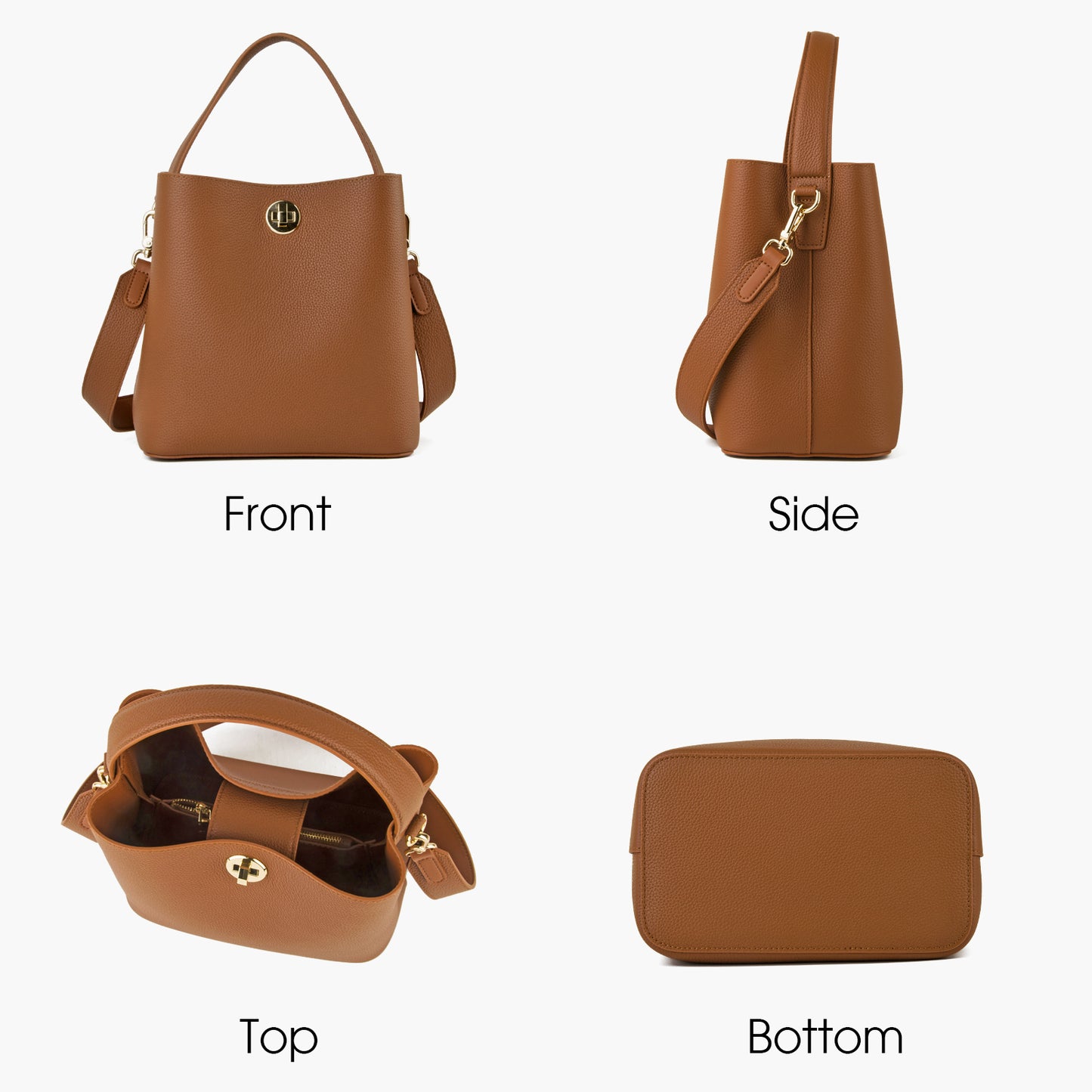 Genuine Leather Bucket Tote Bag for Women, Small Crossbody Bag