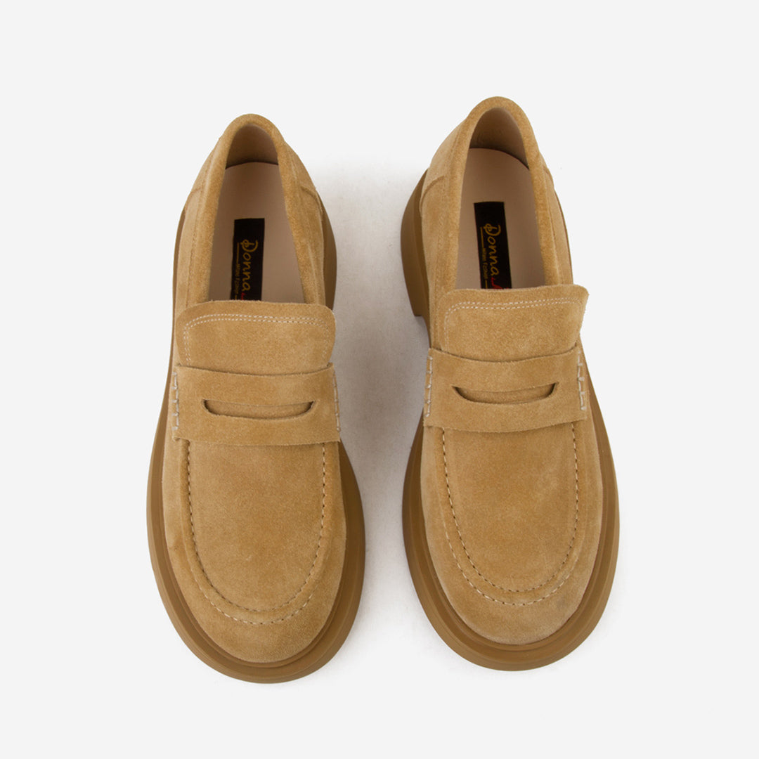 Platform Chunky Heels Loafer For Women Maillard Style