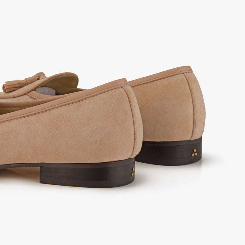 Pink Suede Tassel Penny Loafers