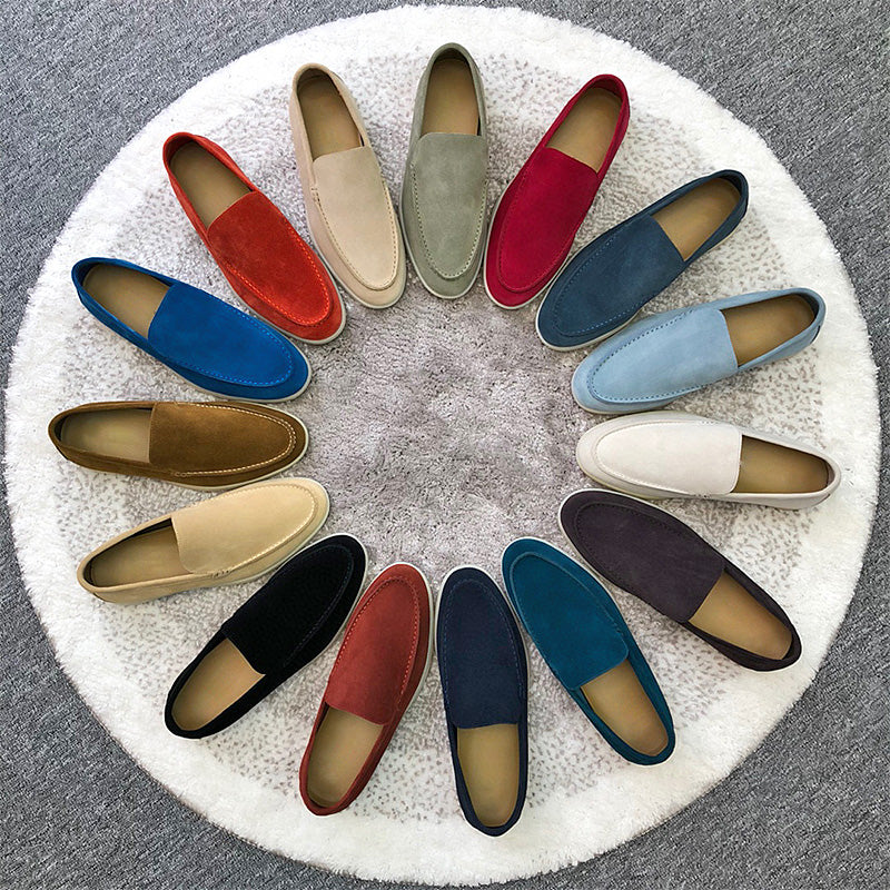 Haze Blue Suede Leather Penny Loafers