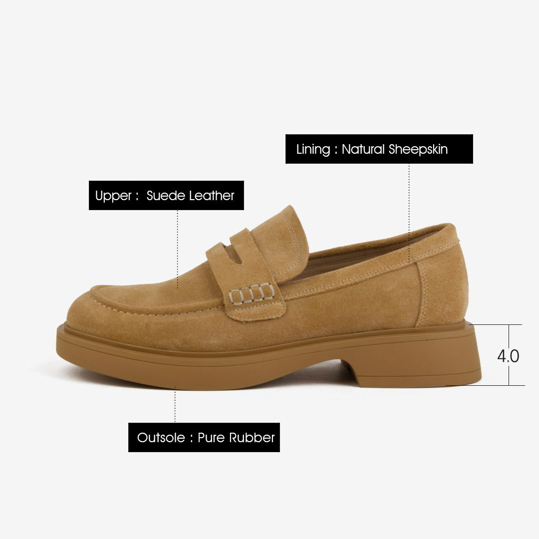 Platform Chunky Heels Loafer For Women Maillard Style