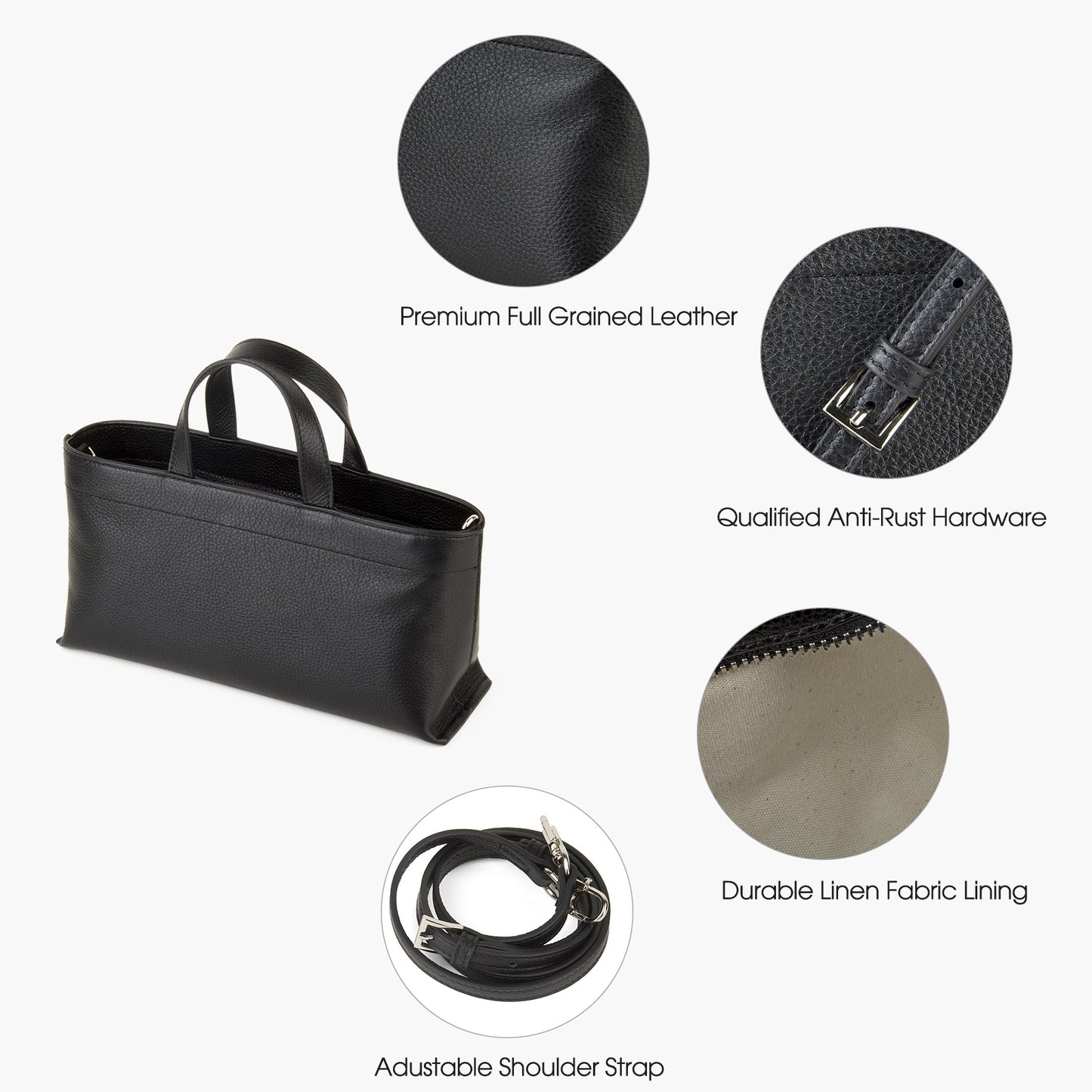 Premium Full Grained Leather Simple Tote Handbag for Women