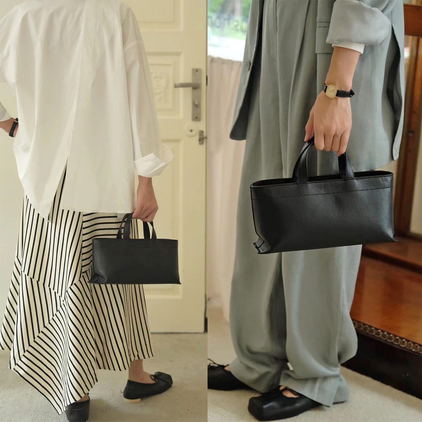Premium Full Grained Leather Simple Tote Handbag for Women