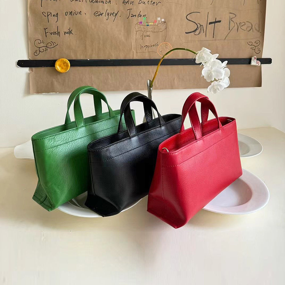 Premium Full Grained Leather Simple Tote Handbag for Women