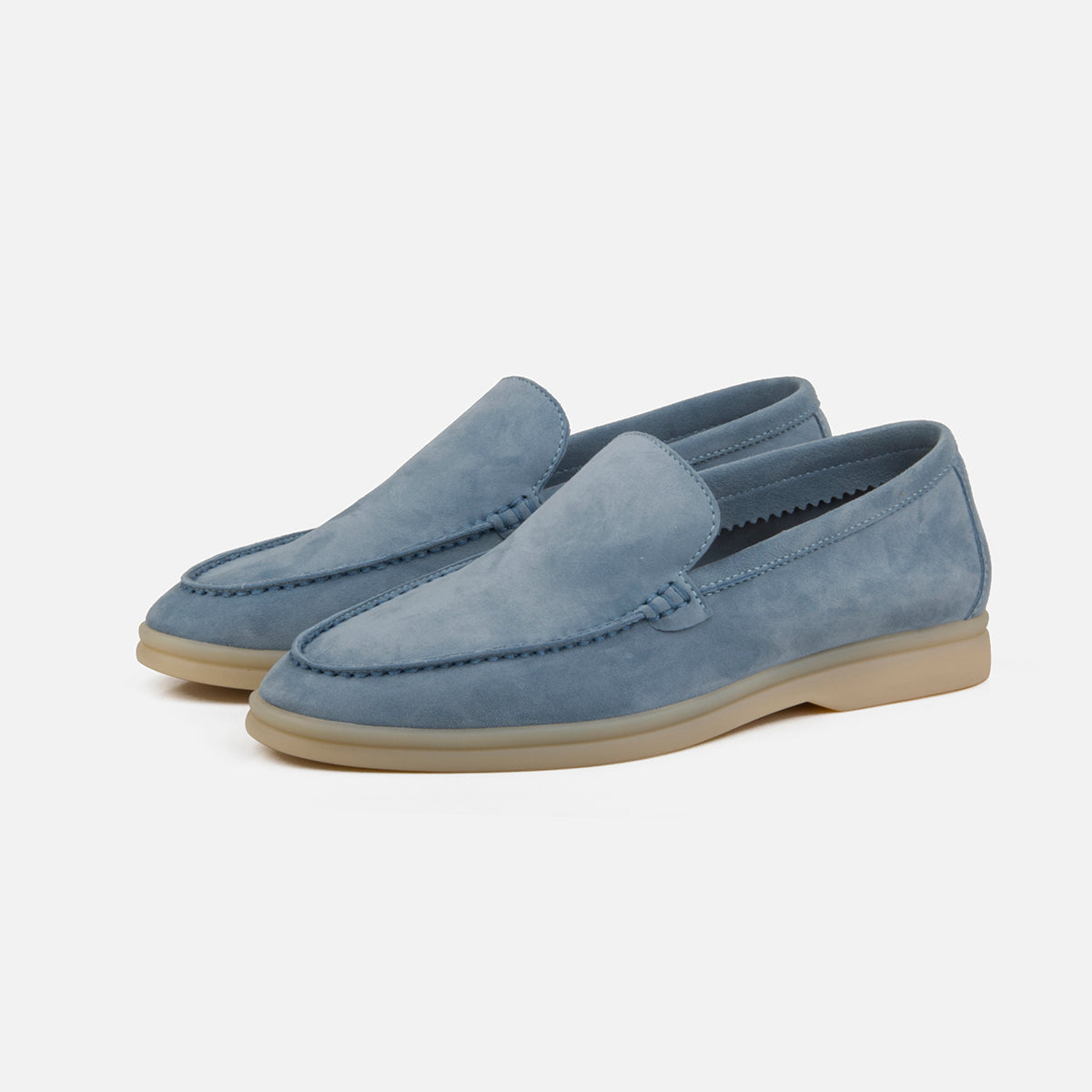 Haze Blue Suede Leather Penny Loafers