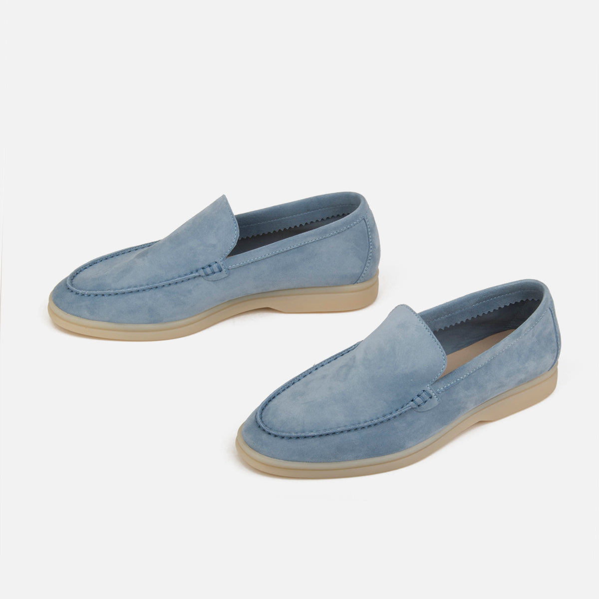 Haze Blue Suede Leather Penny Loafers