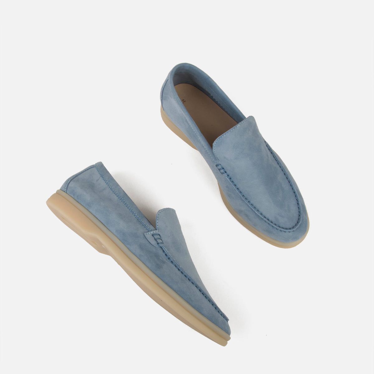Haze Blue Suede Leather Penny Loafers