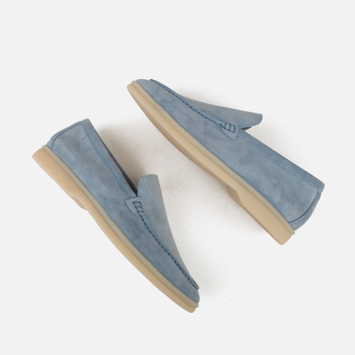 Haze Blue Suede Leather Penny Loafers