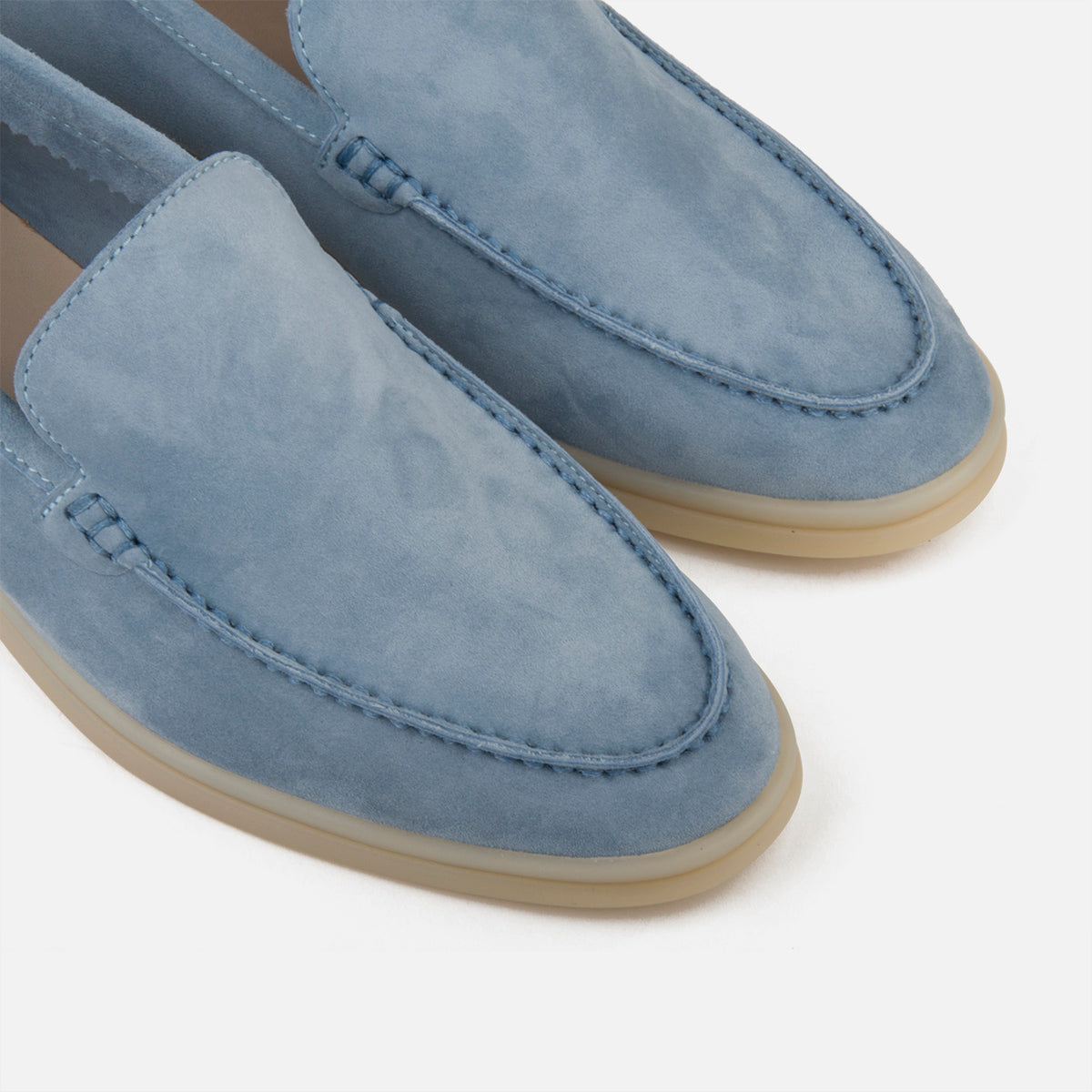 Haze Blue Suede Leather Penny Loafers