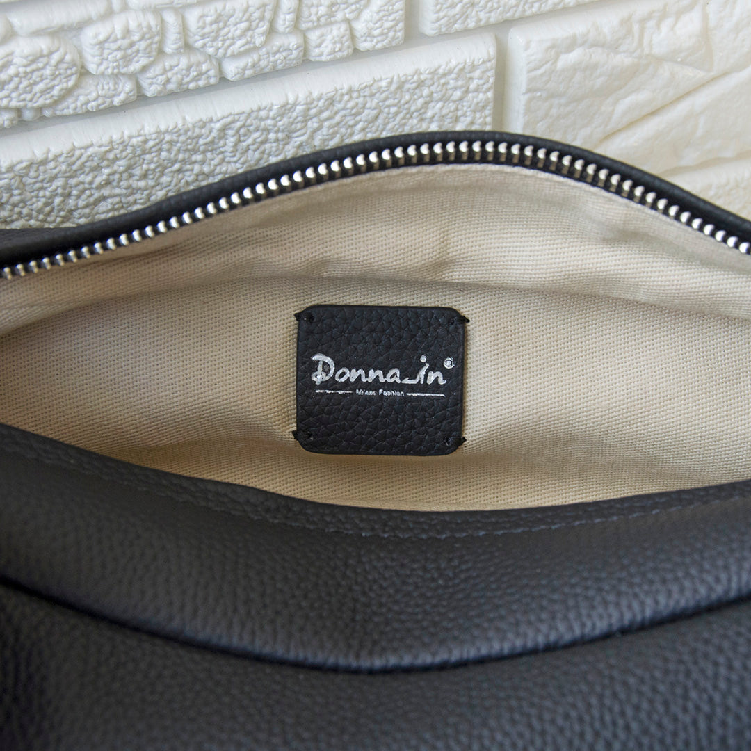 Natural Grain Leather Crescent Sling Bag For Women