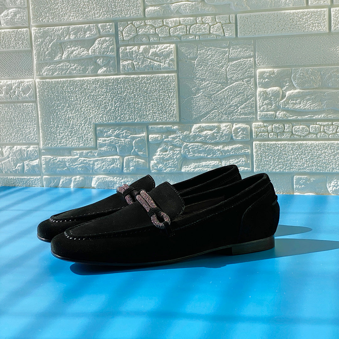 Luxury Suede Leather Flat Loafers For Women