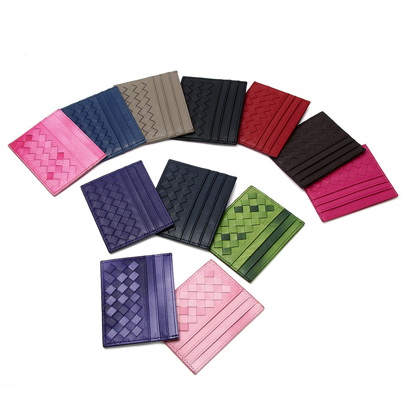Mixed Colors Woven Sheepskin Card Holder