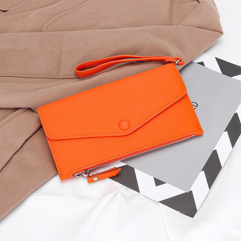 Genuine Leather Long Wallet Women Wrist Handbag Clutch Bag
