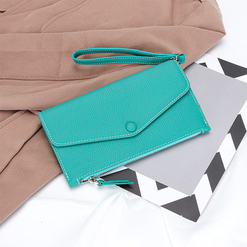 Genuine Leather Long Wallet Women Wrist Handbag Clutch Bag