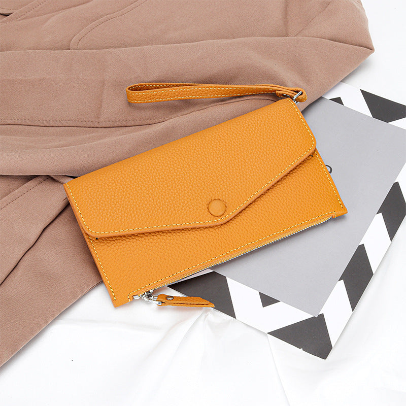 Genuine Leather Long Wallet Women Wrist Handbag Clutch Bag