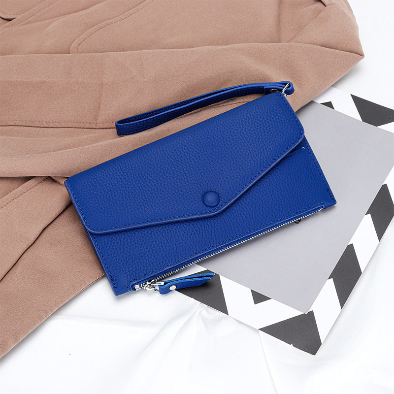 Genuine Leather Long Wallet Women Wrist Handbag Clutch Bag