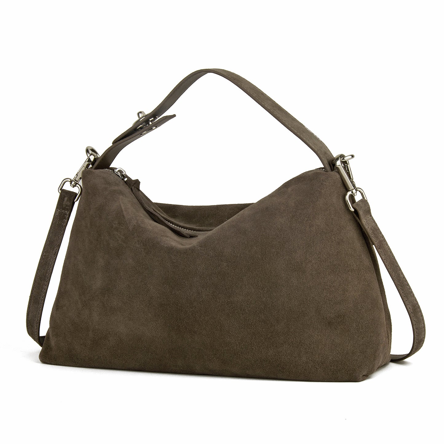 DONNAIN Premium Suede Leather Crossbody Bags for Women, Crescent Slouchy Suede Shoulder Bag with Adjustable Strap and Fashion Simple Tote Handbag