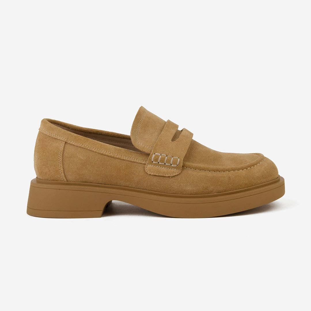 Platform Chunky Heels Loafer For Women Maillard Style