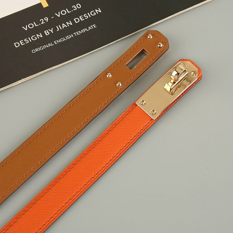 Calfskin Belts for Women High Quality One Piece Genuine Leather Metal Lock Buckle Waist Belts