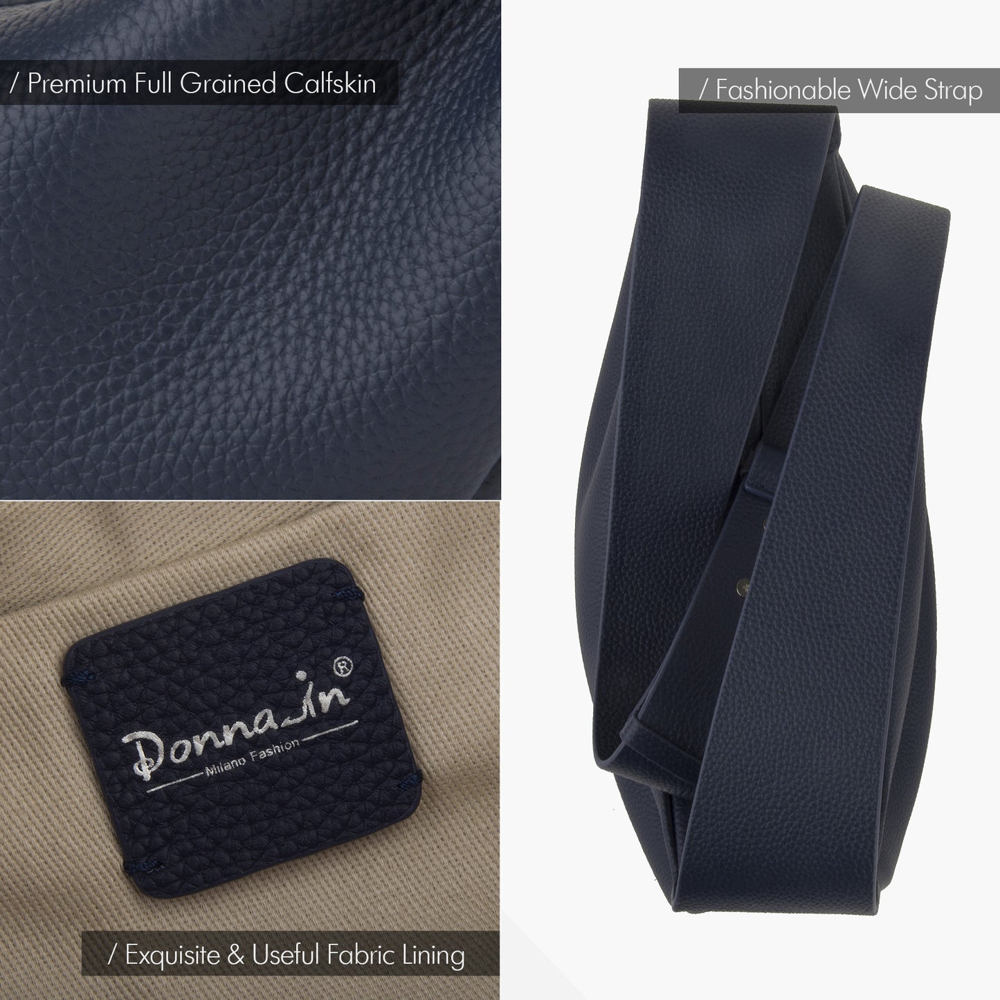 Ladies' high-end leather simple crescent-shaped sling bag