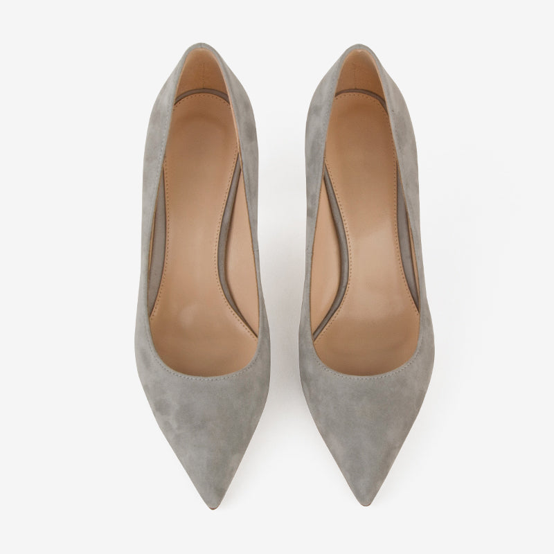 Grey Natural Suede High Heel Shoes