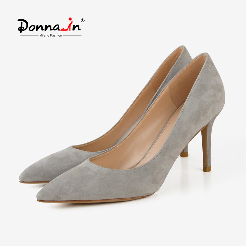 Grey Natural Suede High Heel Shoes