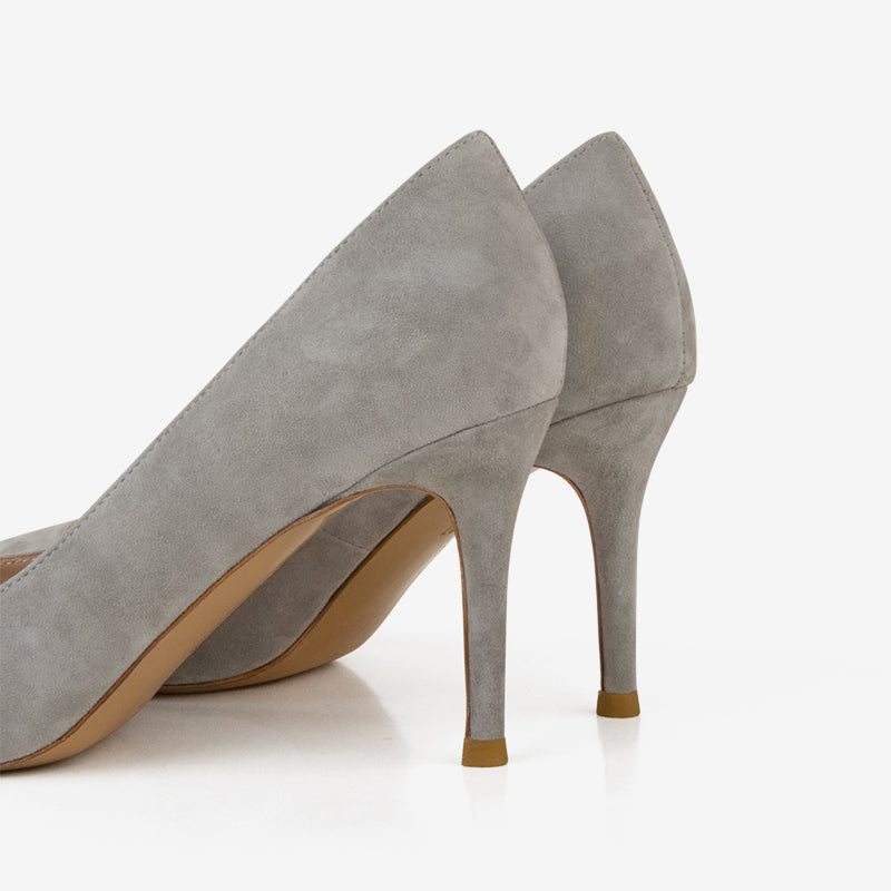 Grey Natural Suede High Heel Shoes