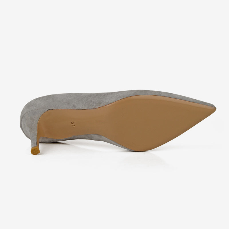 Grey Natural Suede High Heel Shoes