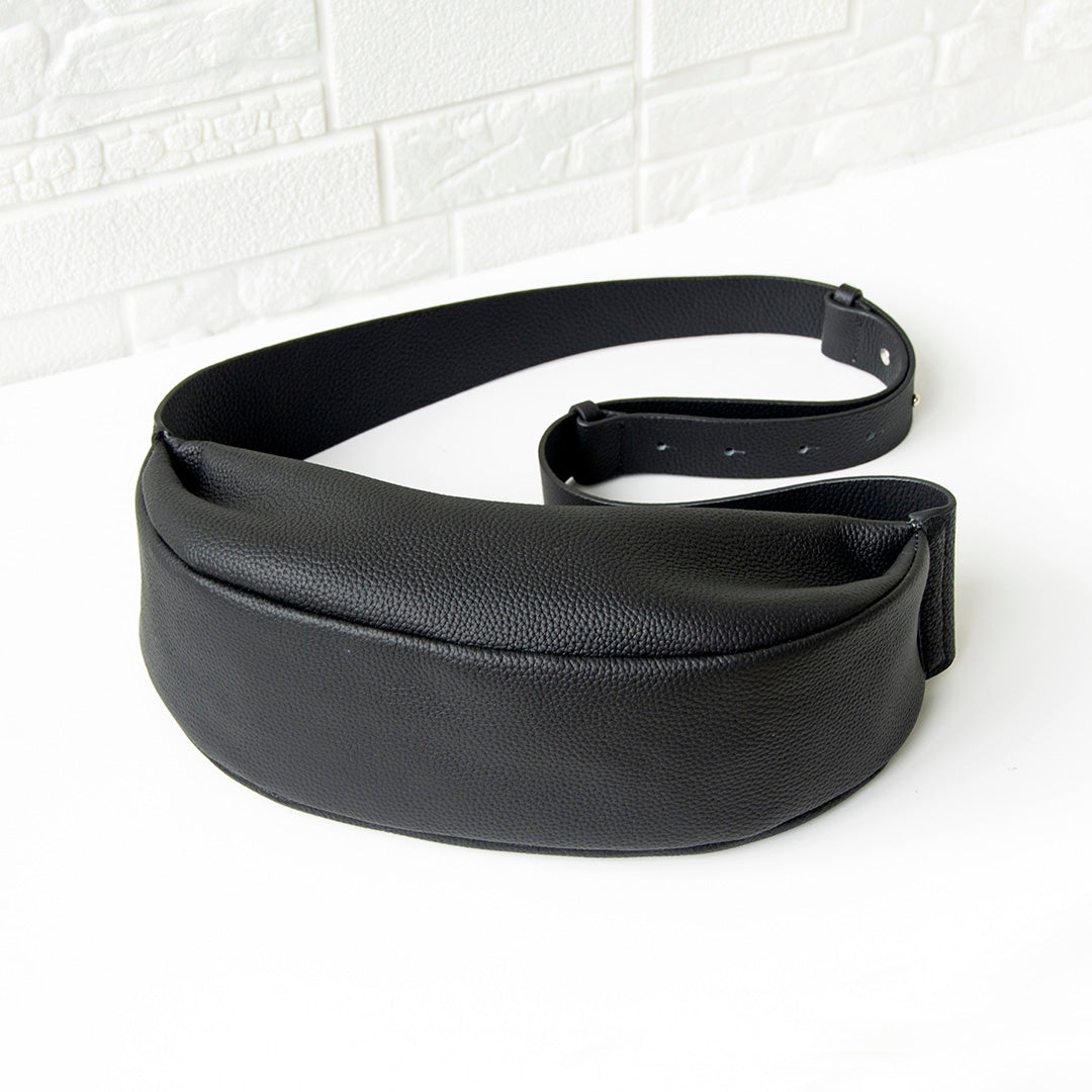 Natural Grain Leather Crescent Sling Bag For Women