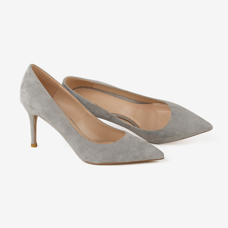 Grey Natural Suede High Heel Shoes