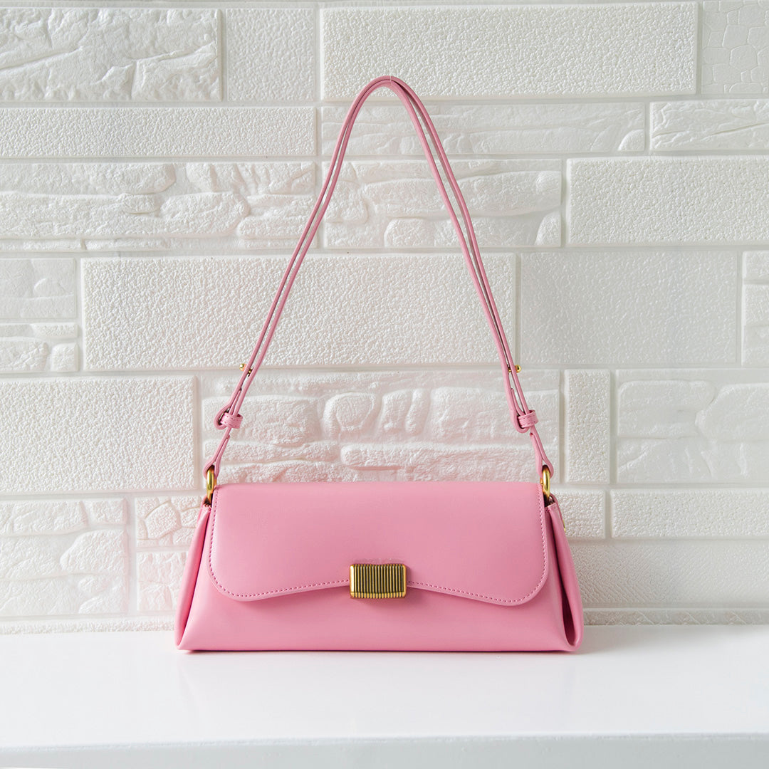 Pink Leather Shoulder Bag For Women