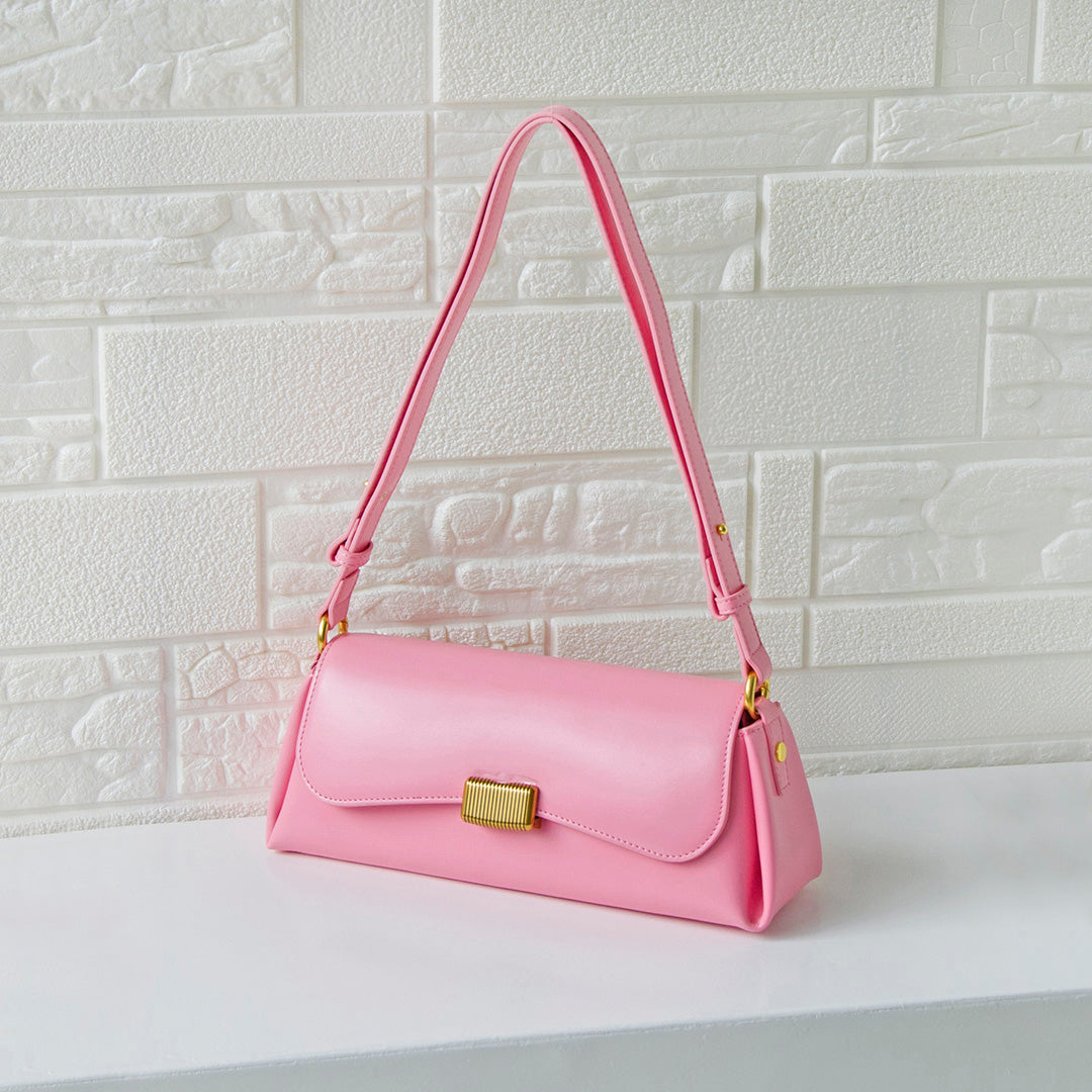 Pink Leather Shoulder Bag For Women